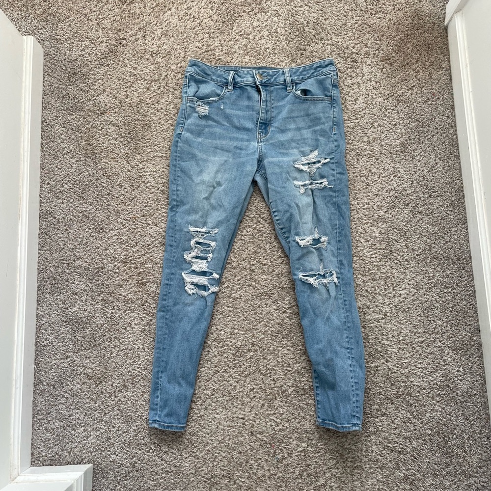 American Eagle Outfitters Light Blue Ripped Skinny Jeans